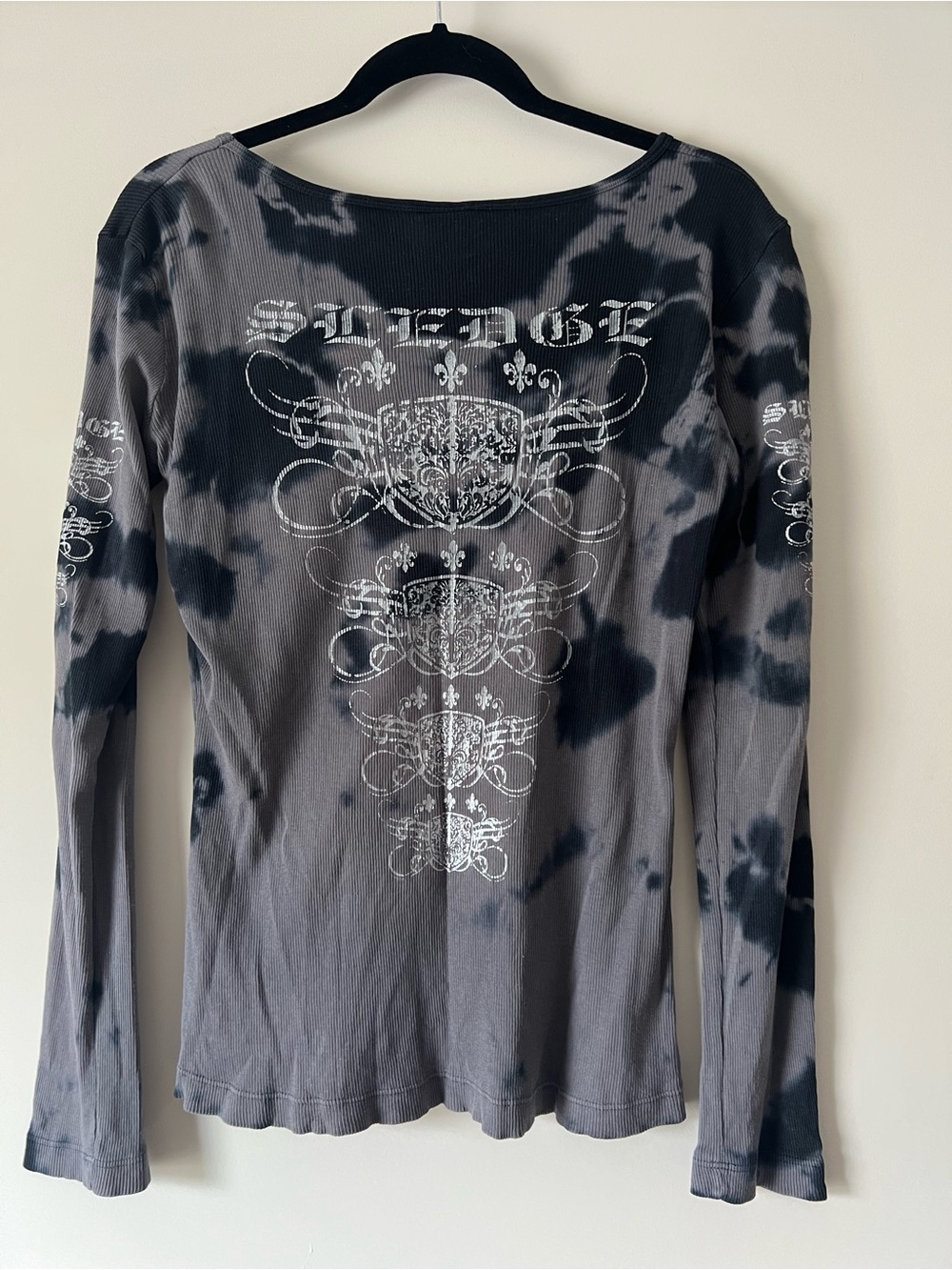 Vintage Sledge USA Y2K Cyber Grunge Tie Dye V Neck Thermal Graphic LS - Picture 5 of 8
